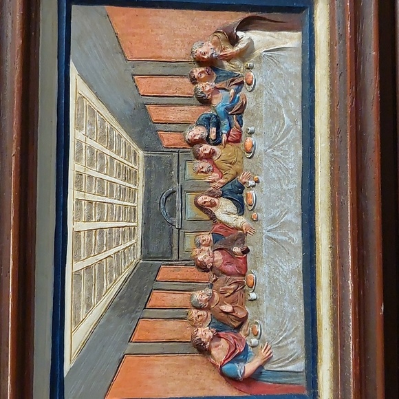 Vintage Stand alone 3D The Last Supper Framed Art - Picture 1 of 4